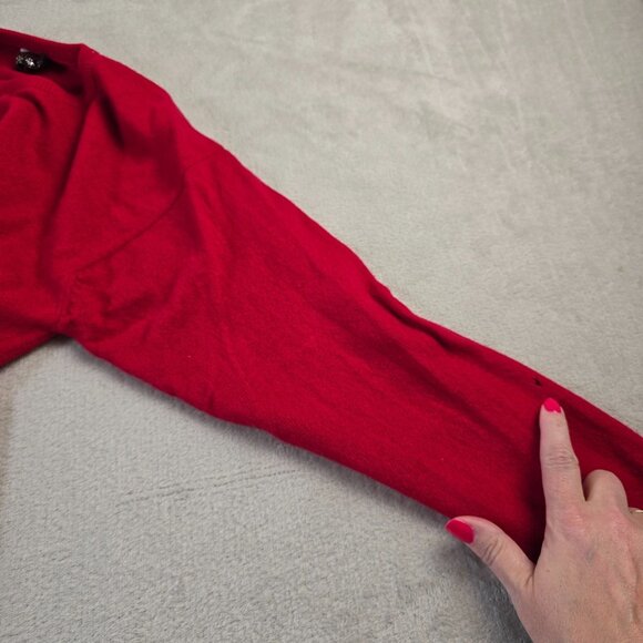 Vintage Cashmere Sweater Womens 38 Small Red Snow Lotus Soft FLAW Cutter Piece - Picture 14 of 15